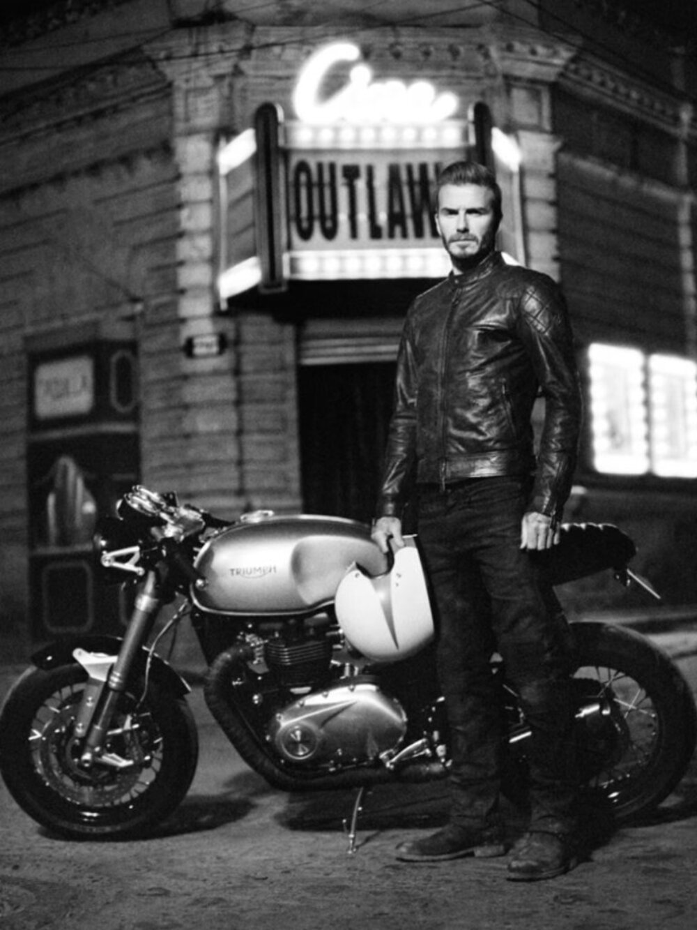 Belstaff Black Outlaw Beckham Waxed Italian Calf Leather Motorcycle Jacket